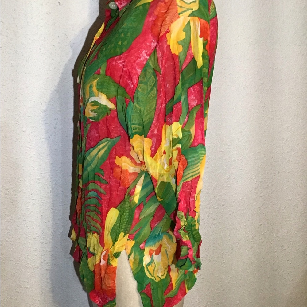 Karen Kane vintage 3/4 sleeve floral blouse size 12 petite - Picture 4 of 8
